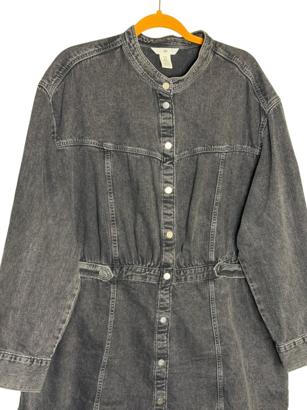 H&M Denim Jean Mini Shirt Dress Snap Front Gray XL - Picture 2 of 8